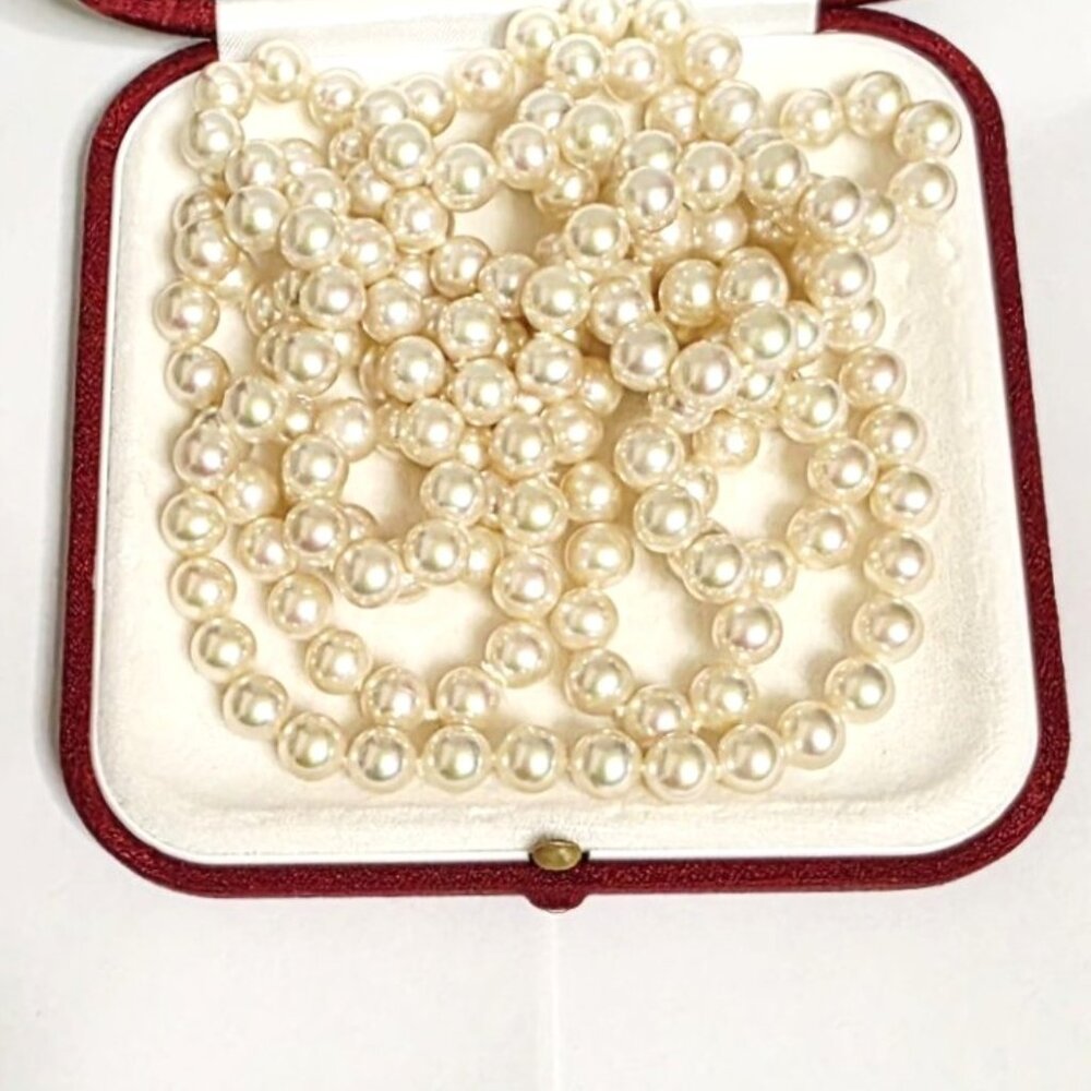 Majorica Pearls Rare 58 Inch Single Continuous Strand 6 mm Like New